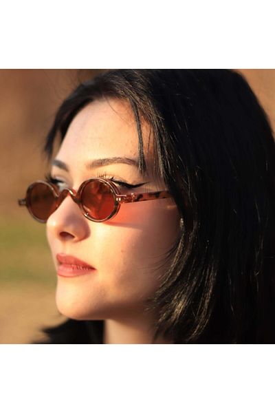 LOOKUP Lookup Minimal Leopard Frame Coffee Glass Vintage Retro Bone Unisex Sunglasses
