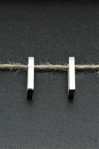 MAZEN 316l Stainless Tarnish Resistant Surgical Steel Rectangular Model Unisex Earrings (SILVER COLOR)