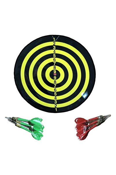 DZC KUZENLER AVM Çift Yönlü İğneli Dart Tahtası 6 Ok Spor Aktivite Oyuncak 23 cm