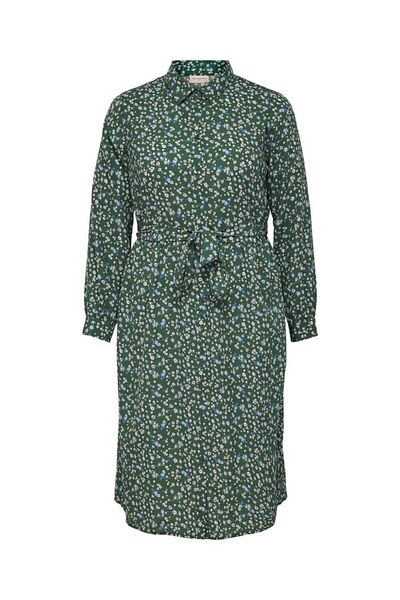 ONLY Carfernı Ls Calf Shirt Dress Aop Shirt Collar Floral Printed Belted Plus Size Dress