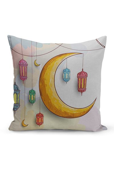 Filamente Ramadan Special Patterned Double Sided Digital Printed Throw Pillow Cover