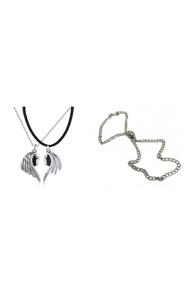 AlpCollection Angel Devil Wing Double Magnet Lover Necklace Bracelet Set
