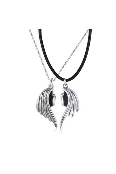 AlpCollection Angel Devil Wing Double Magnet Lover Necklace Bracelet Set