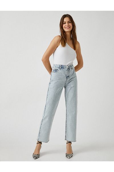 Koton High Waist Wide Leg Jeans - Straight Fit Jeans