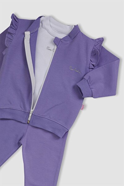 Pierre Cardin Kapşonlu Kız Bebek Takımı %100 Pamuk 302398