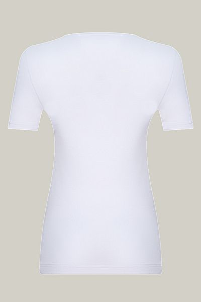 mis-san White Crew Neck Short Sleeve Basic Viscon Badi