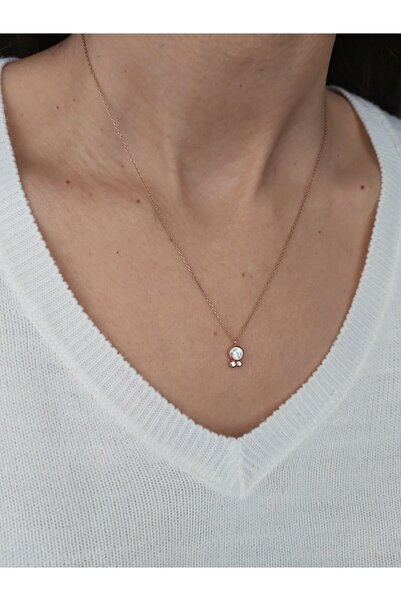 Krc Silver Minimal Tek Taş Gümüş Kolye