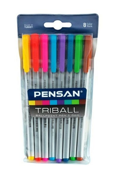 Pensan Ballpoint Triball 1mm Colored 8 Piece Set 01003