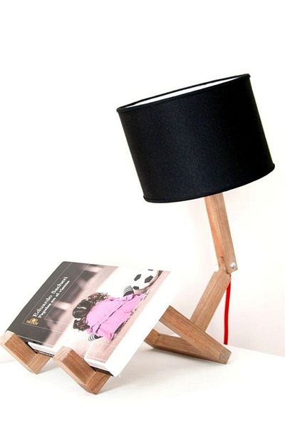 TEKAY AYDINLATMA Black Wooden Man Bookshelf Lampshade - Table Lamp