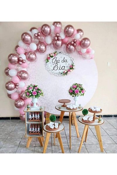 Party City Chrome Pink Pastel White Pink Transparent Balloon Chain 100 Pcs + 5 Meters Balloon Chain