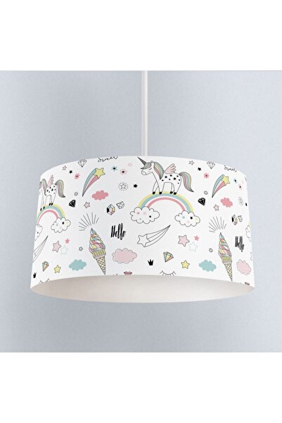 instababyrooms Çocuk Odası Sarkıt Avize Ünicorn Desenli - Abajur Avize