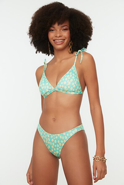 Trendyol Collection Πράσινο πουά μοτίβο με κορδόνια λεπτομερές σετ μπικίνι TBESS22BT0012