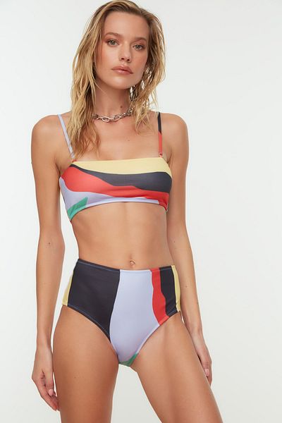 Trendyol Collection Σετ μπικίνι κανονικό πόδι με στράπλες ψηλόμεσο με ντεγκραντέ TBESS22BT0070