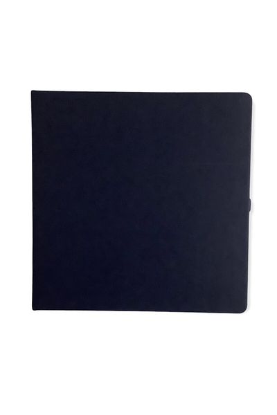 blume Acar Square Thermo Leather Covered 17*17 Cm 224 Pages Checkered Dark Blue Notebook