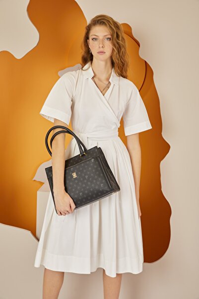 Pierre Cardin Siyah Monogram Kadın Omuz Çantası 05PO22Y1531