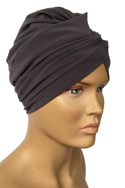 Vera Aura Ready Turban Bonnet Anthracite Gray Cross Banded Women's Hijab Bonnet Sea Bonnet Swimsuit Bonnet