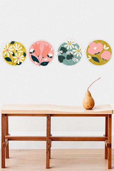 Sepet Yıldızı 60x55 Cm Flower Patterned Duar Sticker