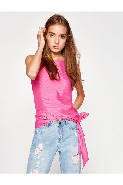 Koton Women's Pink Tie Waist Blouse