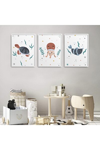 HOMEPACK Set de pictură din 3 piese pentru cameră pentru copii cu cadru lamin...