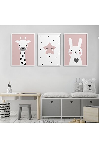 HOMEPACK Set de pictură din 3 piese pentru cameră pentru copii cu cadru lamin...