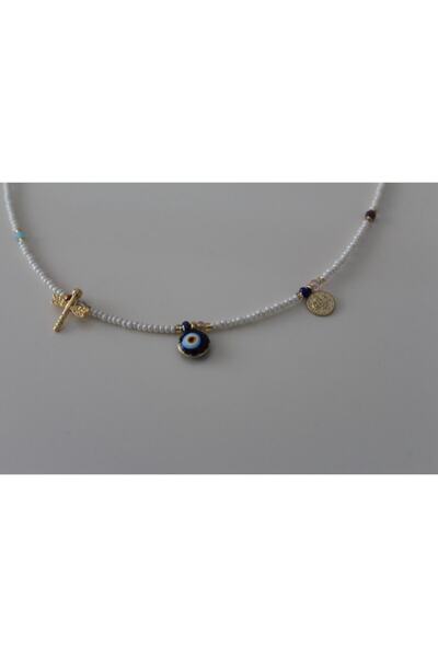 eGRAPEE قلادة نسائية مطرزة بالخرز على شكل عين الشر
