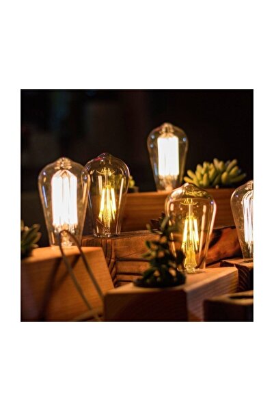 Edison St64 Flamanlı Rustik Led Ampul 10'lu Dekoratif Vintage Aydınlatma St64 10lu