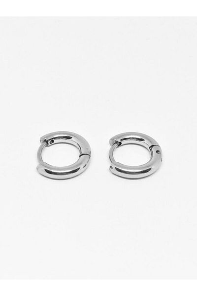Jaida Moda Silver Color Surgical Steel Hoop Earrings 8 Mm
