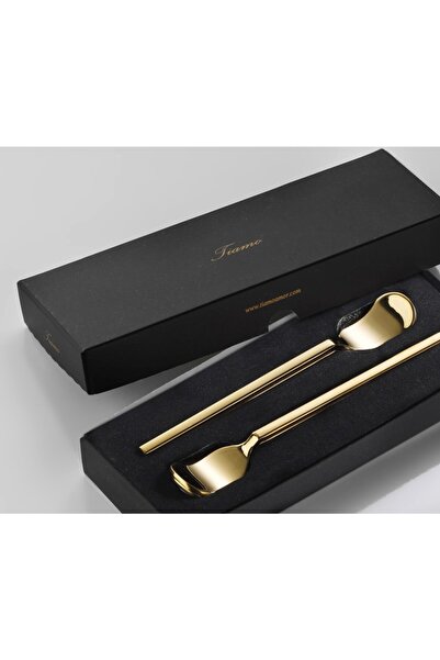 Tiamo Amor 12-Piece Shiny Gold Teaspoon - Steel 18/10