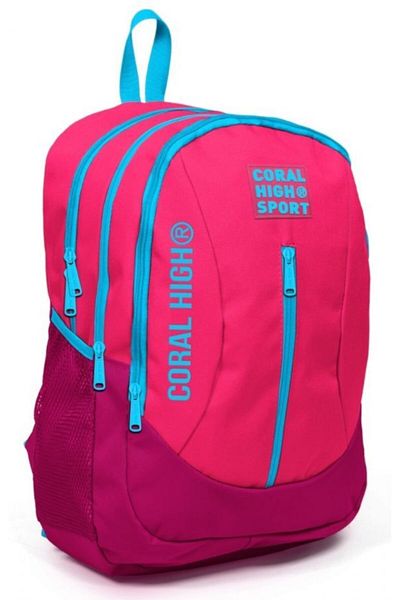 Coral High Rucsac Sport Roz Roșu pentru școală și zilnic - Cu patru compartimente - Cu priză USB și Aux