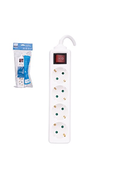 Philips Sps1040a/51 2m Tam Bakır Kablolu Dörtlü Çocuk Korumalı Beyaz Priz Çok...