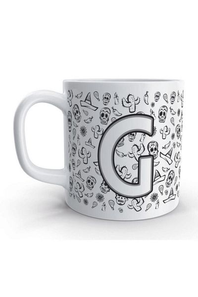 Rock'n Fox Letter G Skull Mexico Skull Design Letter Mug Cup