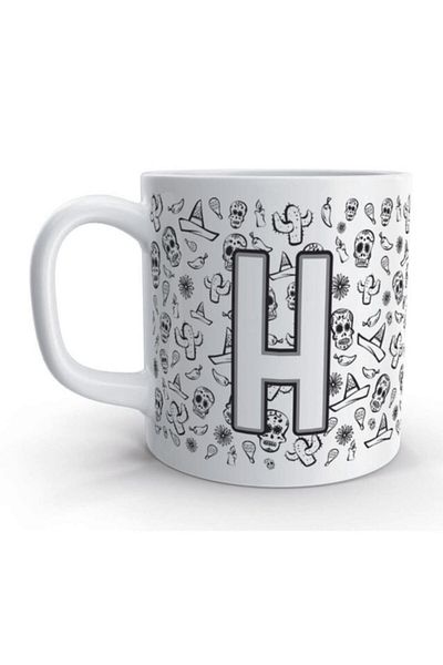 Rock'n Fox Letter H Skull Mexico Skull Design Letter Mug