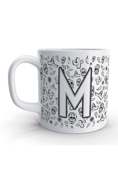 Rock'n Fox Letter M Skull Mexico Skull Design Mug with Letter