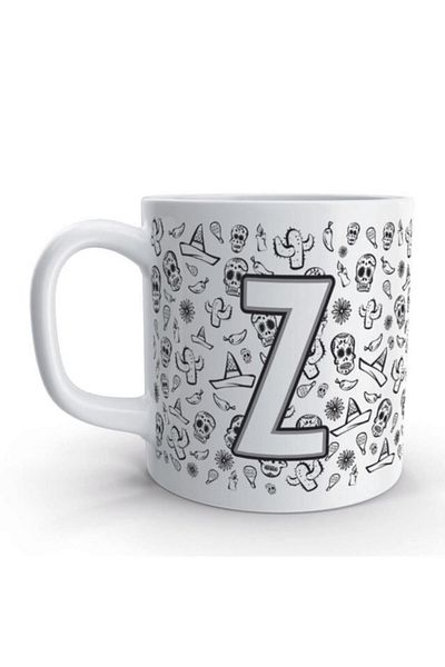 Rock'n Fox Letter Z Skull Mexico Skull Design Letter Mug Cup