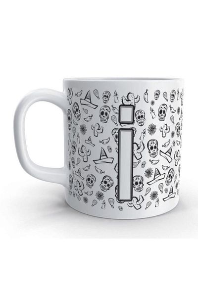 Rock'n Fox Letter I Skull Mexico Skull Design Letter Mug Cup