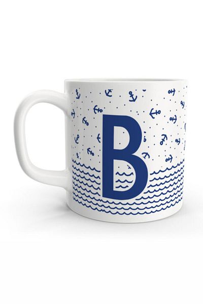Rock'n Fox Letter B Sailor Blue Anchor Sailor Design Colored Letter Mug