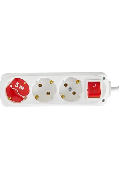 Almera 5 Meter Group Socket - 3-Piece Switched and Grounded Extension