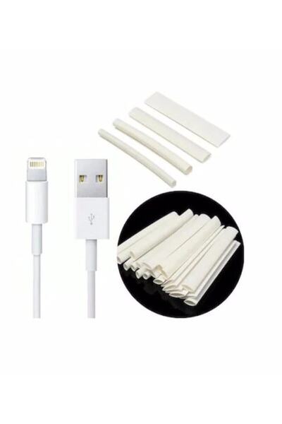 silimo Daralan Makaron 6.4 mm 1 Metre Beyaz Kablo Yalıtım Isıyla Iphone Uyuml...