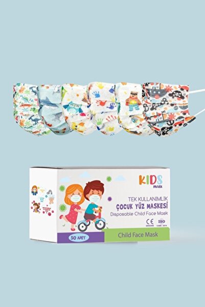 ays medikal Erkek Çocuk 3 Katlı Meltblownlu Telli Medikal Maske 50 Adet