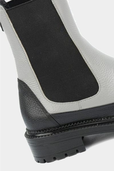 TUNAELLİ Women's Black Gray Genuine Leather Chelsea Boots Size 35-41
