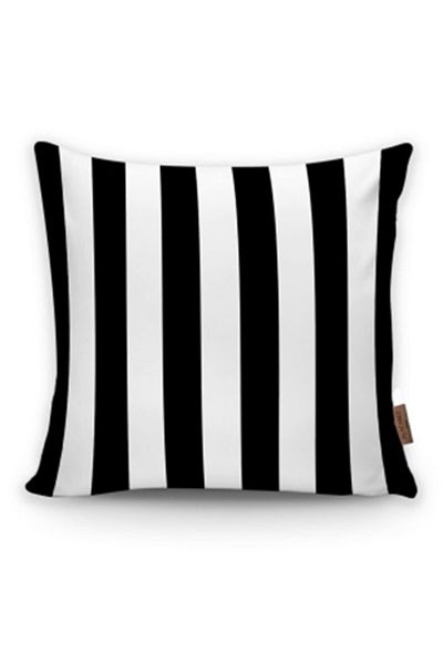 Alacastore Husă de pernă decorativă pătrată cu dungi alb-negru de culoare uni 43x43