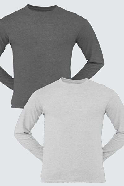 ROCKANDROLL Απλό μακρύ γκρι, ανθρακί μανίκι γυναικείο μπλουζάκι Eco Πακέτο 2