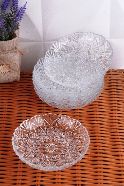 Genel Markalar Cam Tabak Kristal Model Kahvaltılık Çerez Tatlı Tabağı 6 Lı Paket