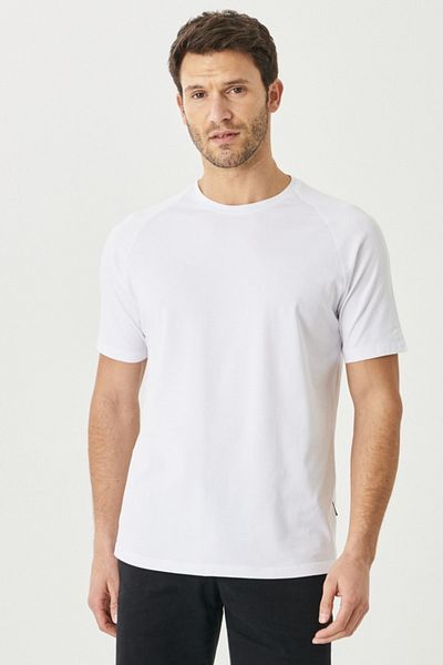 AC&Co / Altınyıldız Classics Men's White Slim Fit Slim Fit Crew Neck Cotton Flexible T-Shirt