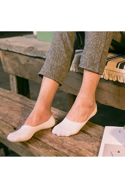Meguca Socks Унисекс памучни бели балеринки чорапи 12 чифта