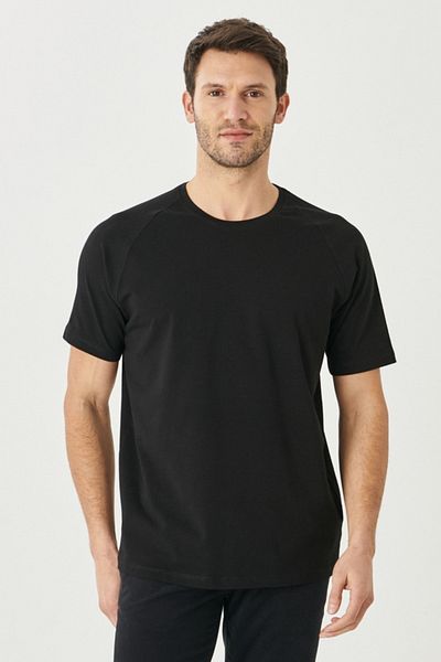 AC&Co / Altınyıldız Classics Men's Black Slim Fit Slim Fit Crew Neck Cotton Flexible T-Shirt