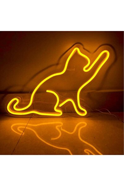 Çelik Kedi Neon Led Tabela