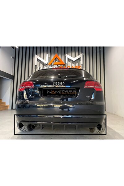 NamTuning Audi A3 Difüzör 2009-2012 Arka Ek Parlak Siyah Sol Çiftli Çıkış