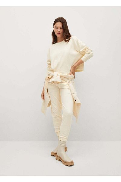 MANGO Woman Women's Ecru Short Cotton Sweatshirt