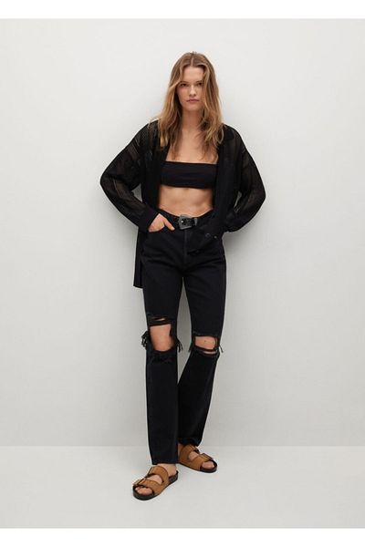 MANGO Woman Women's Perforated Knitted Cardigan